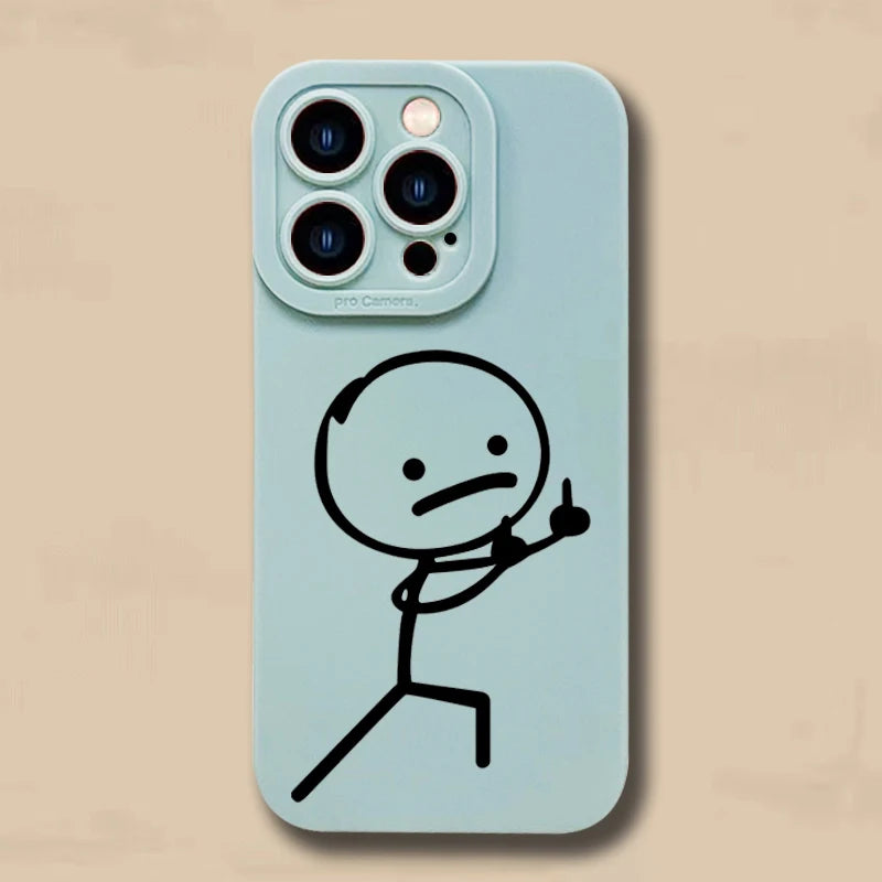 Cute Cartoon Matchman Matte Silicone Phone Case For iPhone 16 11 12 13 14 15 17 Pro Max XR XS X 7 8 Plus SE2 16E Soft Back Cover